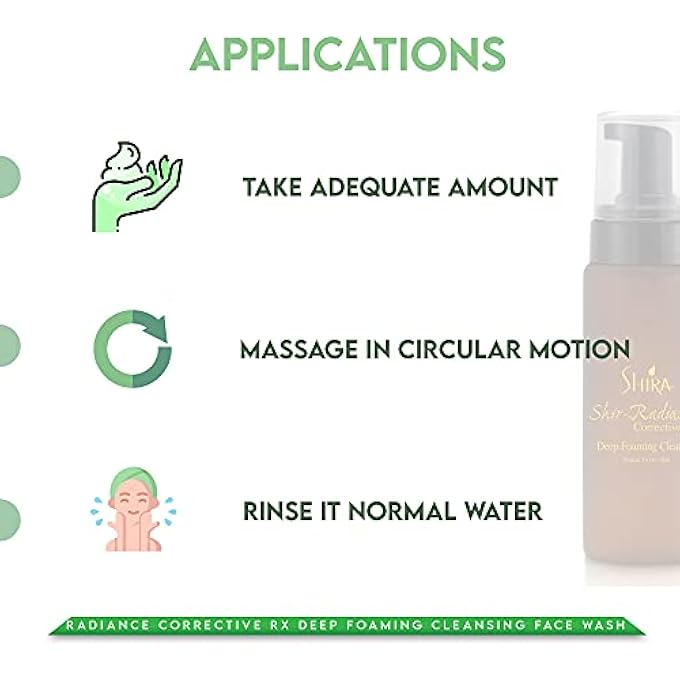 SHIRA SHIR-RADIANCE CORRECTIVE RX DEEP FOAMING CLEANSING FACE WASH FOR BALANCED SKIN PH, SKIN BRIGHTING, DEEP PORE CLEANSING FOR NORMAL TO DRY SKIN (200ML) - Image 3